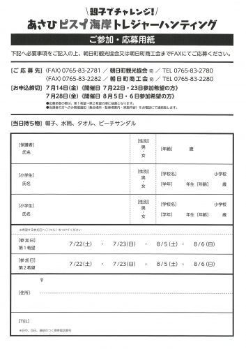 あさひヒスイ海岸トレジャーハンティングチラシ